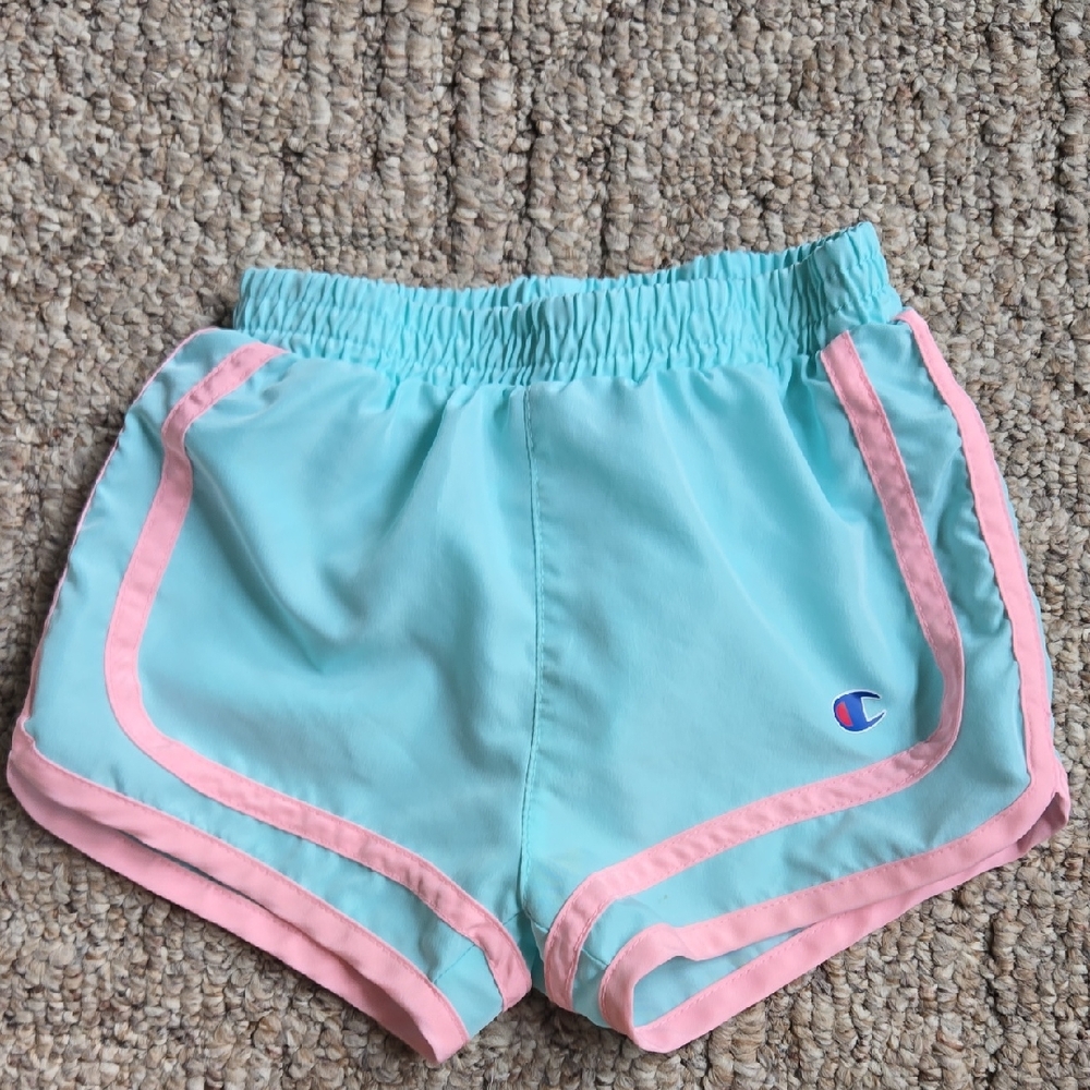 Champion Aqua Shorts with Pink Accents
